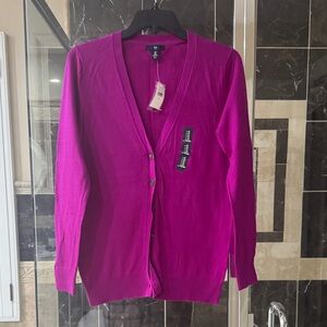 GAP Factory Fuchsia Button‑Front V‑Neck Cardigan
